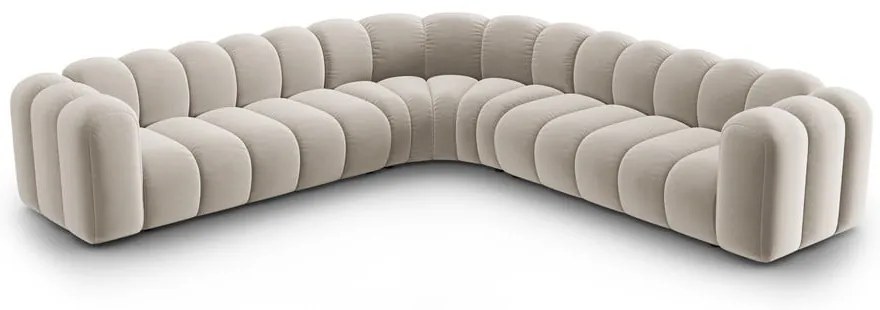Colțar modular crem cu tapițerie din catifea Lupine – Micadoni