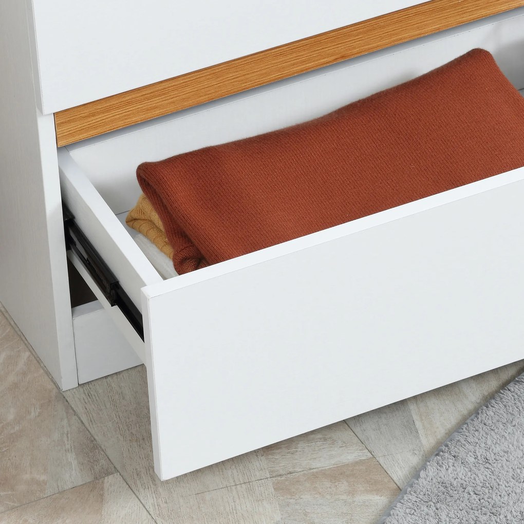 Comoda cu 3 sertare HOMCOM din lemn MDF si PAL pentru dormitor si sufragerie, 80x40x86cm, alb | Aosom RO