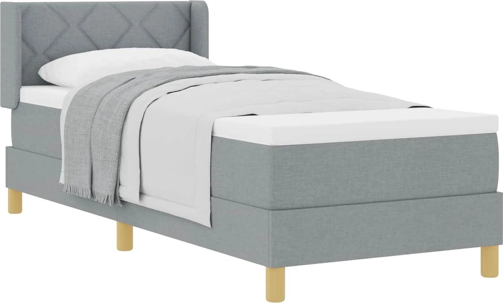 vidaXL Pat cu Saltea cu Arcuri Gri deschis 80 x 200 cm țesătură