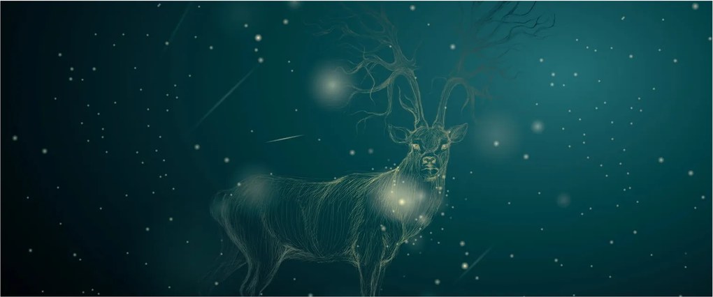 Tablou - Cerb magic noaptea (120x50 cm)