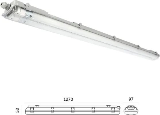 Corp de iluminat tehnic LED pentru tuburi T8, 2xG13/18W, 230V, 5000K, IP65, 127 cm