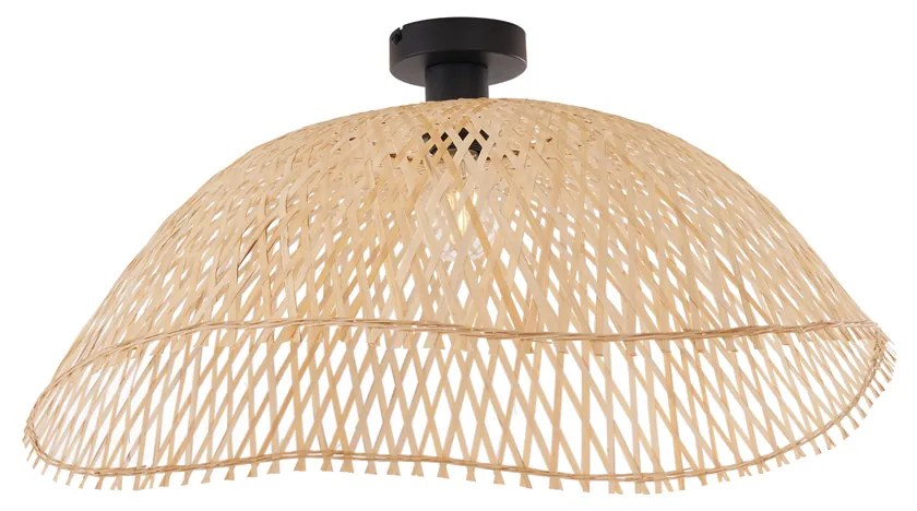 Plafonieră Art Deco neagră cu bambus natural 60cm - Alka