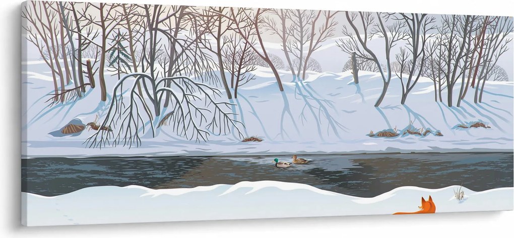 Tablou - Vulpe în peisaj de iarnă (120x50 cm)