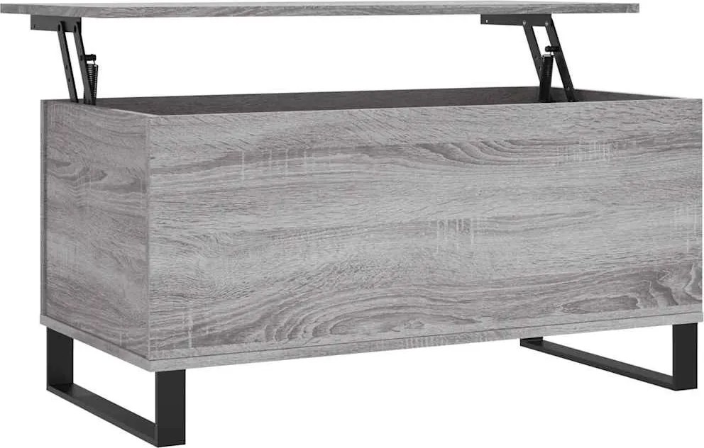 vidaXL Măsuță de cafea, gri sonoma, 90x44,5x45 cm, lemn compozit