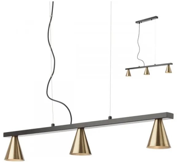 Lustră pe cablu ZUMA 3xGU10/15W/230V neagră/aurie Redo 01-2218
