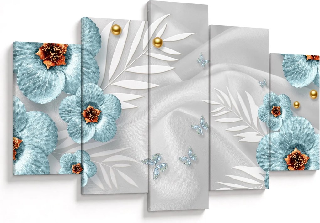Tablou - 3D Flori albastre (150x105 cm)