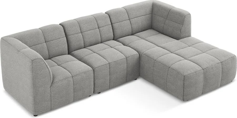 Colțar gri cu tapițerie din țesătură bouclé (cu colț pe partea dreaptă/cu șezlong) Aloha – Makamii