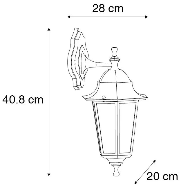 Lămpă de perete clasică pentru exterior neagră IP44 - New Orleans down