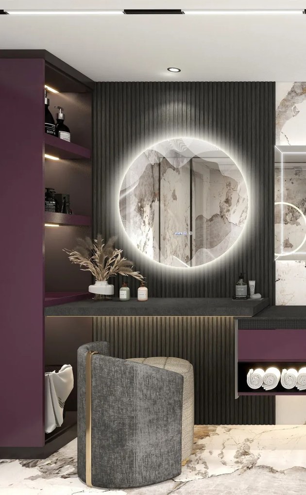 Oglindă Baie LED și Dezaburire Elit's Premium cu Senzor Touch, Lumina Rece, Caldă și Neutră, 80 cm 177
