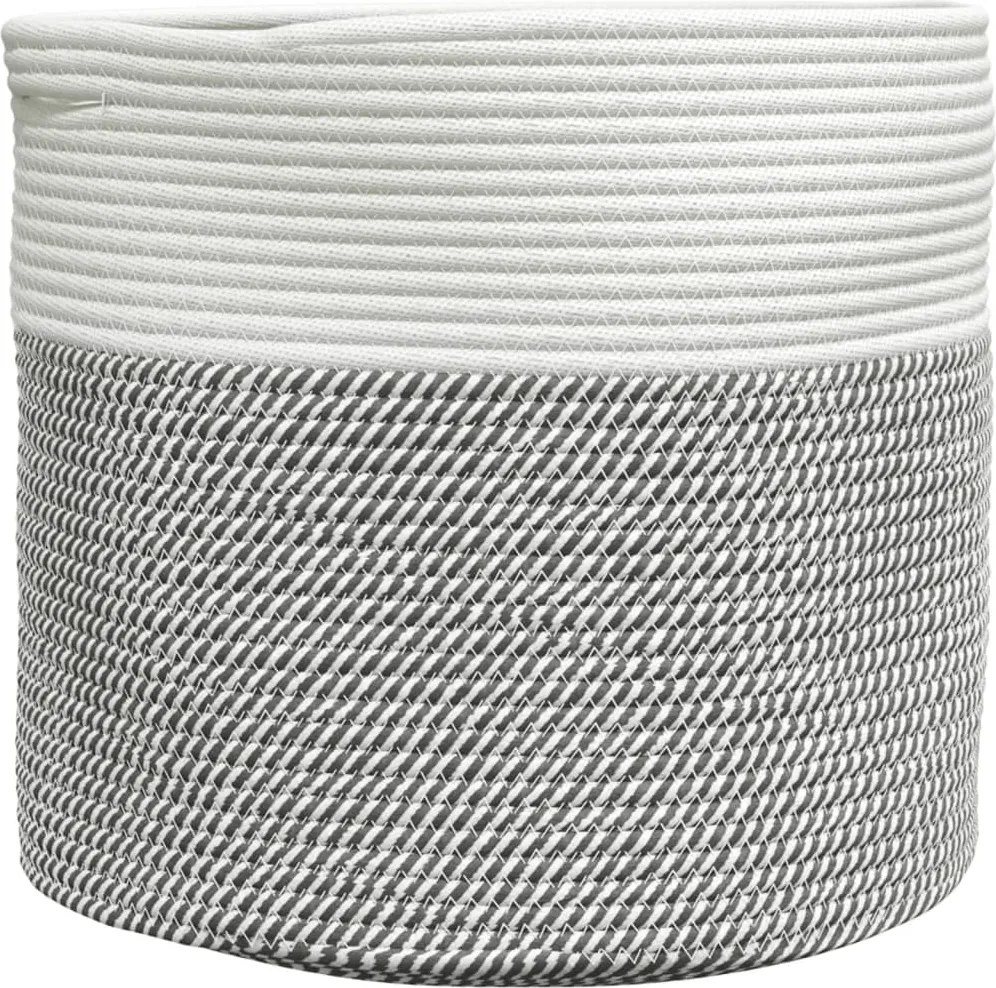 vidaXL Coș de depozitare, gri și alb, Ø40x35 cm, bumbac