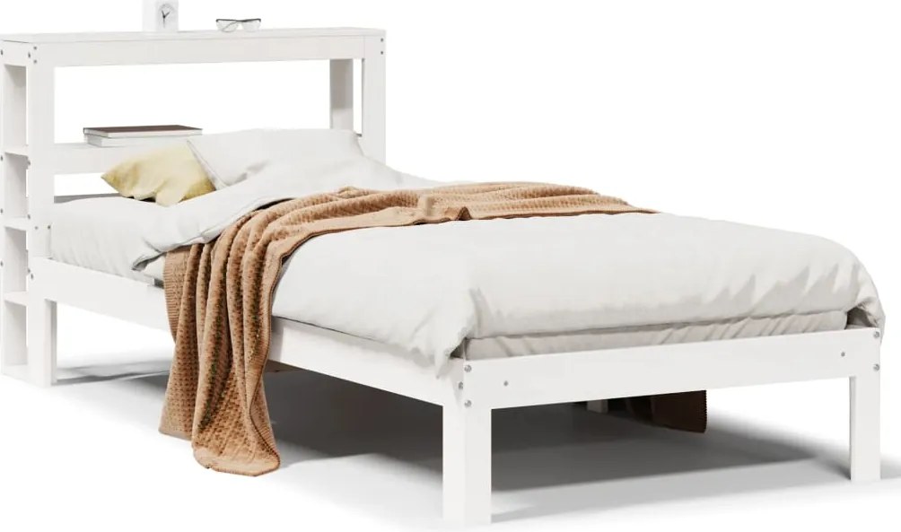 vidaXL Cadru de pat cu tăblie fără saltea, alb, 90x200 cm