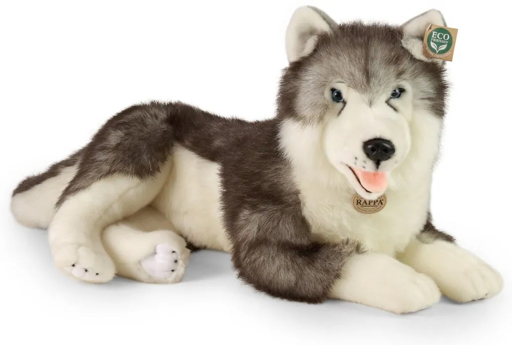 Rappa Câine husky de pluș culcat 60 cm