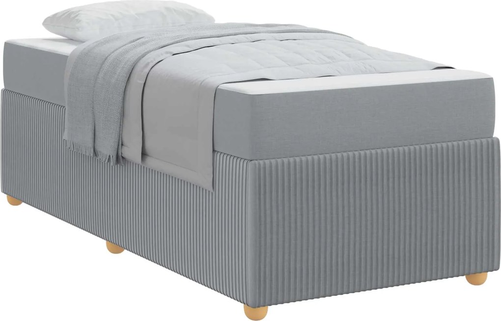 vidaXL Cadru de pat cu saltea Gri deschis 100 x 200 cm țesătură