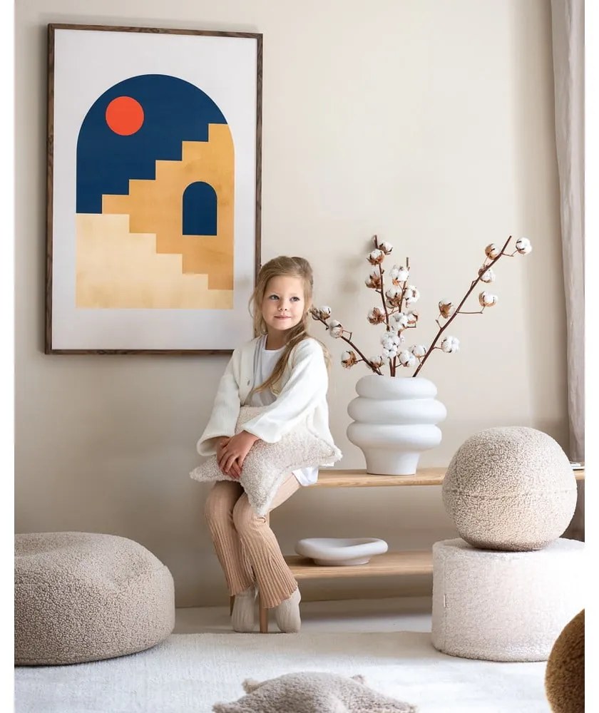 Puf de copii crem cu tapițerie din țesătură bouclé – Wigiwama