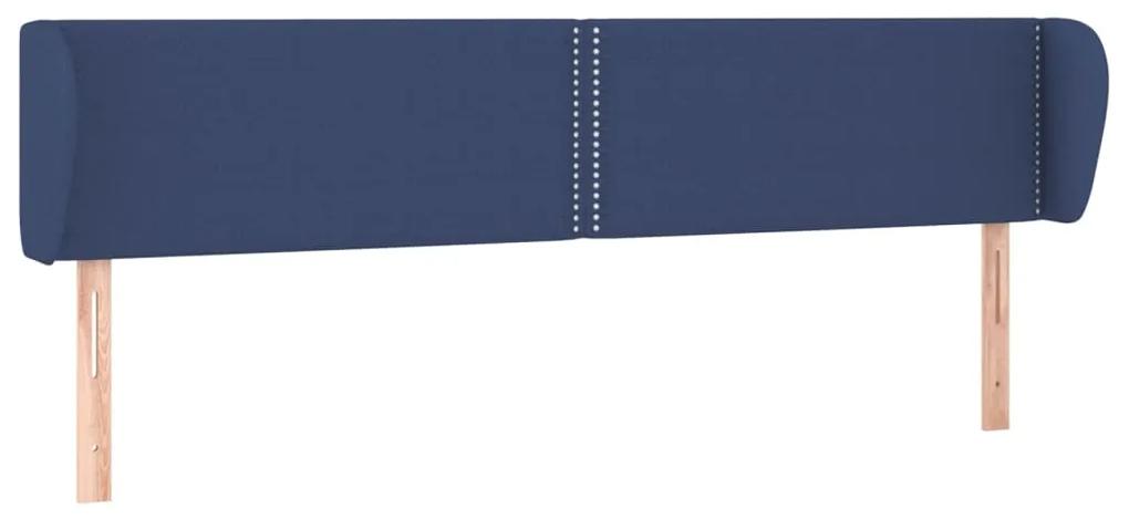 3117024 vidaXL Tăblie de pat cu aripioare, albastru, 183x23x78/88 cm textil