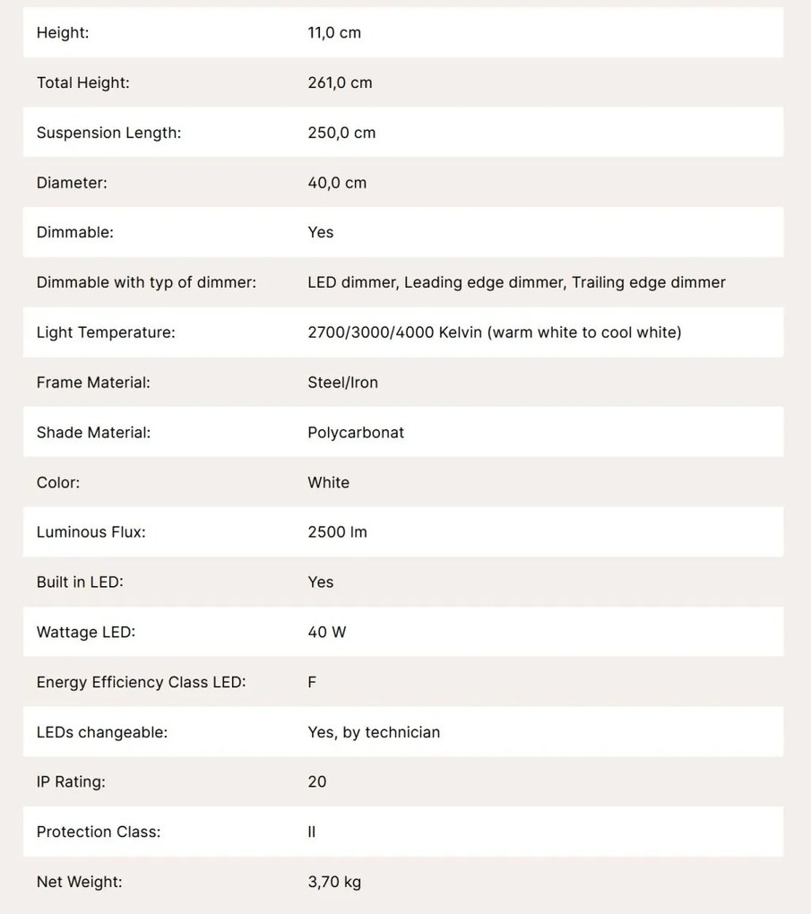 Lustra LED suspendata iluminat ambiental VARIO D-40cm