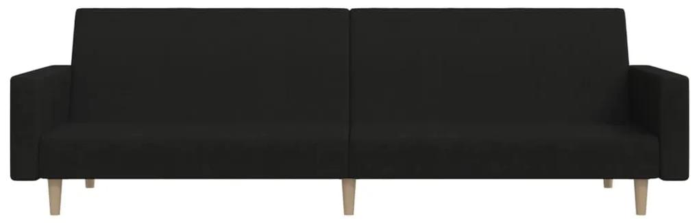 Canapea extensibila cu 2 locuri, negru, textil Negru, Fara suport de picioare