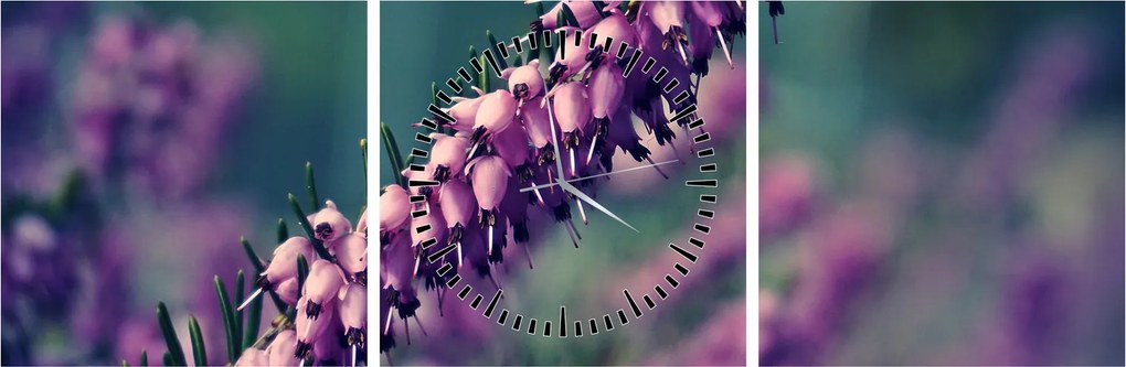 Tablou cu floare violetă (cu ceas) (90x30 cm)