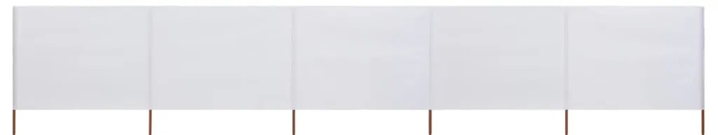 vidaXL Paravan anti-vânt cu 5 panouri alb nisipiu 600x120 cm textil