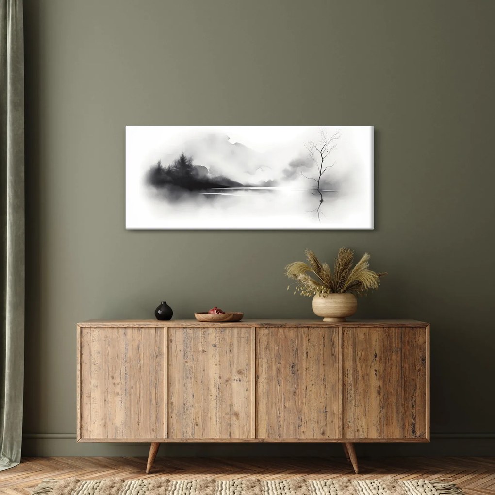 Tablou - pictură cu cerneală de peisaj (120x50 cm)