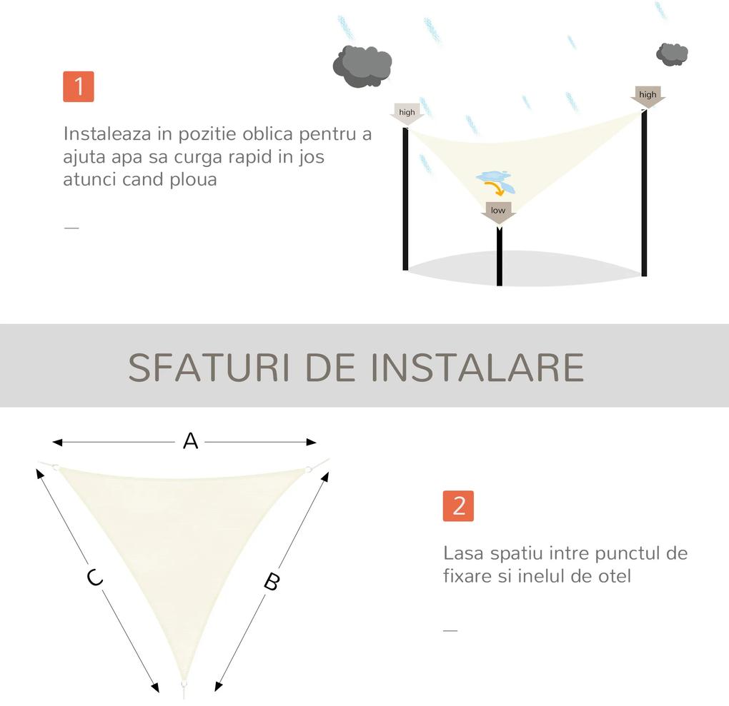 Outsunny Cort Parasolar Triunghiular Anti UV, Design Velă, Perfect pentru Grădină, Crem, 5x5x5m | Aosom Romania