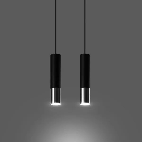 Lustră pe cablu LOOPEZ 2xGU10/40W/230V neagră/crom Sollux SL.0941