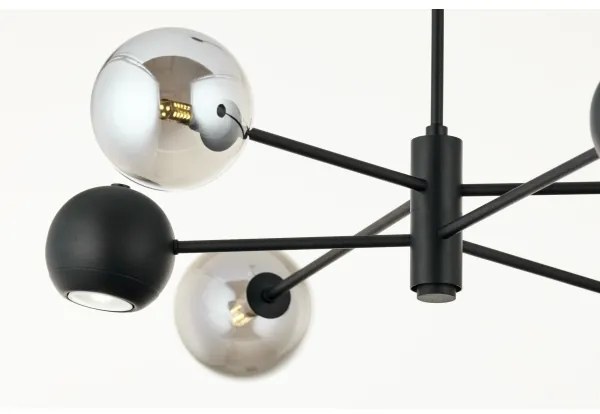 Lustră pe tijă Jupiter 1974 MOKA 3xGU10/10W/230V + 3xG9/10W/230V negru/crom