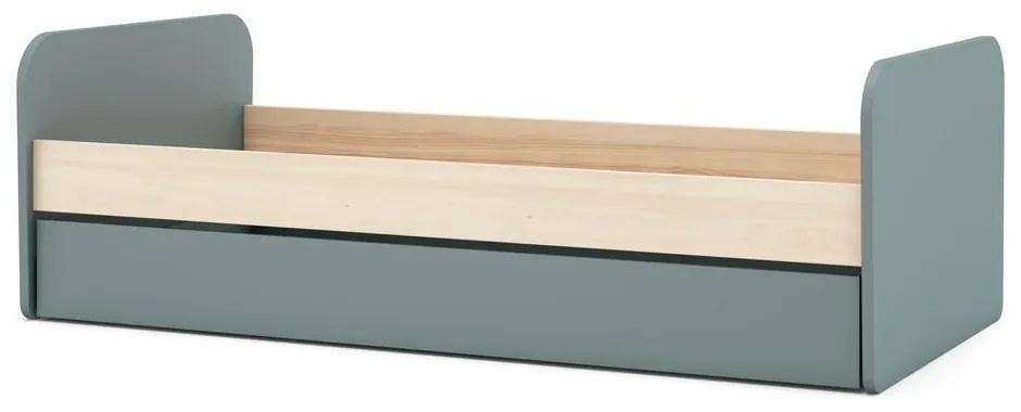 Pat pentru copii cu extensie verde/cu aspect de lemn de pin 90x200 cm Esteban – Marckeric