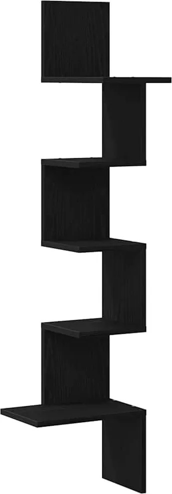 vidaXL Raft de perete pentru colț, negru, 32x32x127,5 cm PAL