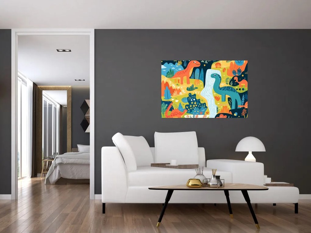 Tablou - Dinozauri veseli (90x60 cm)