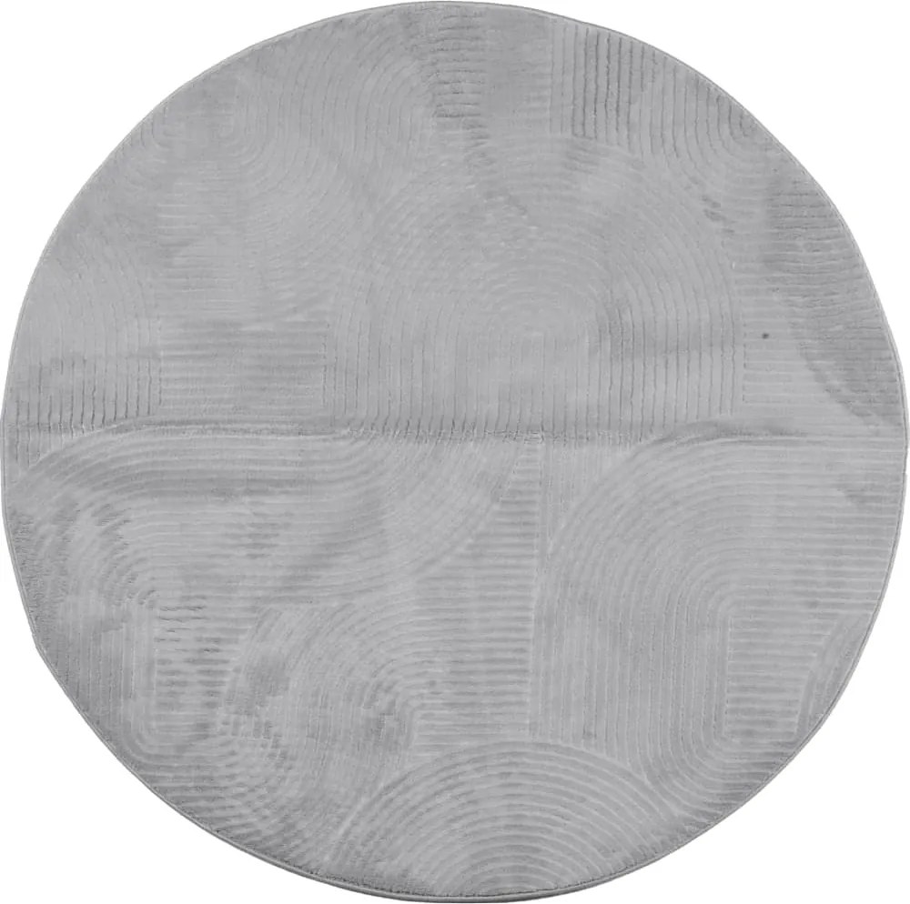 vidaXL Covor IZA aspect scandinav, cu fire scurte, gri, Ø 80 cm