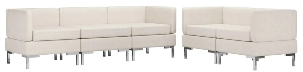 3052791 vidaXL Set de canapele, 5 piese, crem, material textil