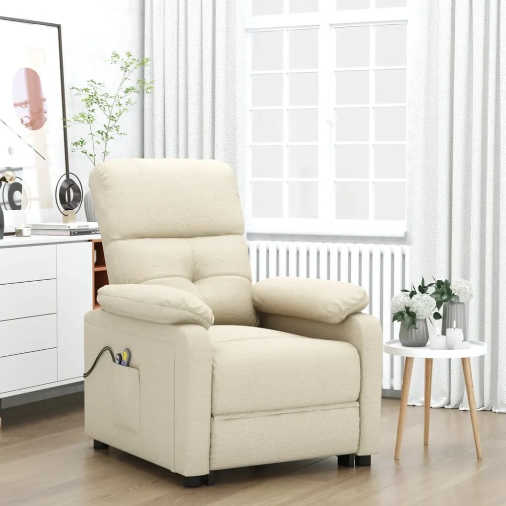3073821 vidaXL Fotoliu de masaj electric rabatabil, crem, textil