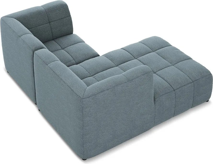 Colțar albastru cu tapițerie din țesătură bouclé (cu colț pe partea stângă/cu șezlong) Aloha – Makamii