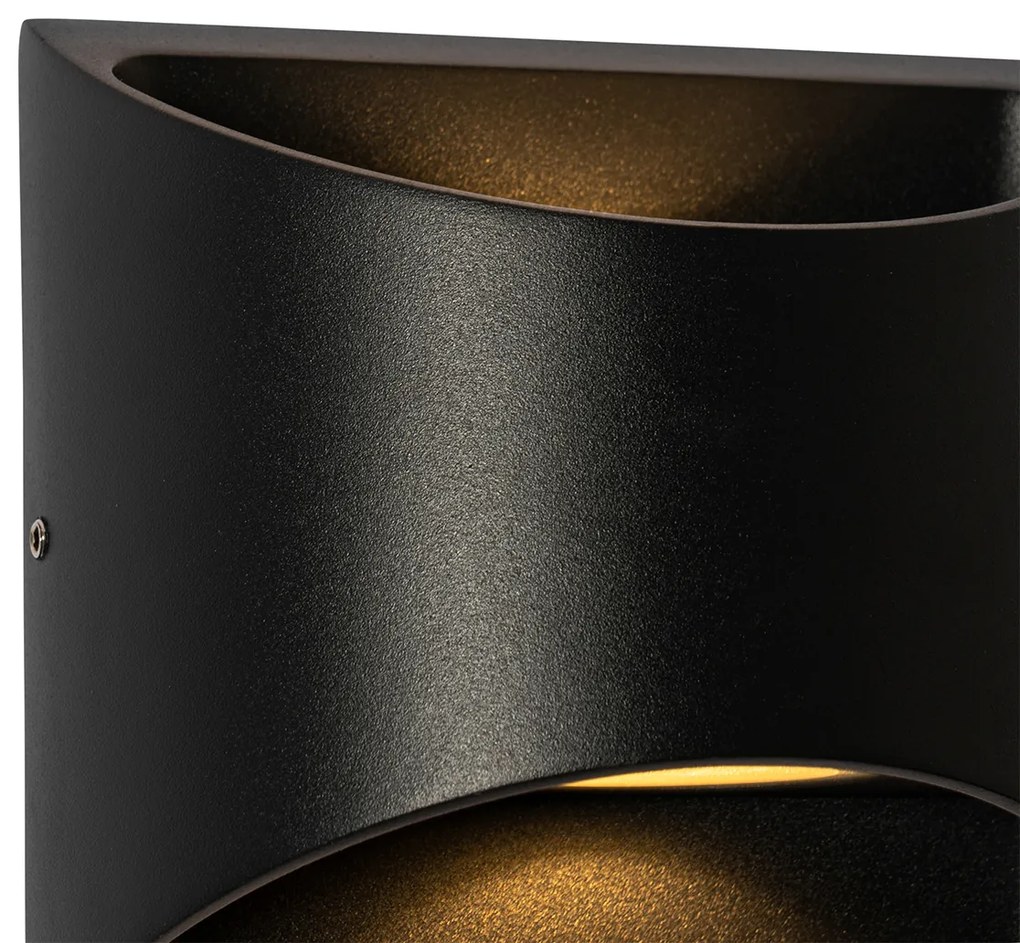 Lampă de perete exterioară modernă neagră cu LED 2 lumini IP54 - Mal