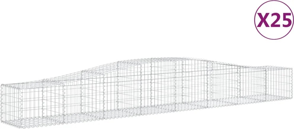 vidaXL Coșuri gabion arcuite 25 buc, 400x50x40/60 cm, fier galvanizat