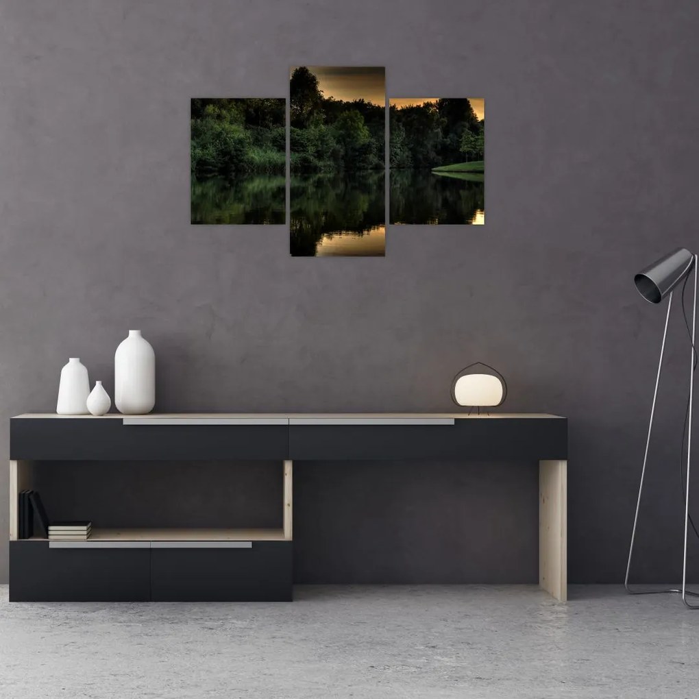 Tablou cu lac în pădure (90x60 cm)