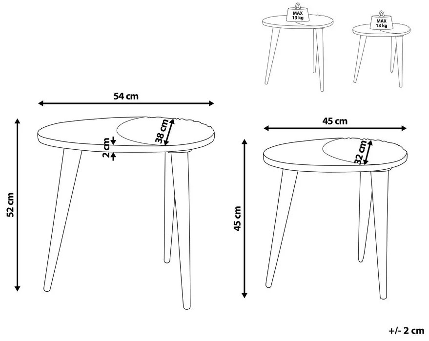 Set 2 buc măsuțe cafea Kheza (lemn închis). 1080677