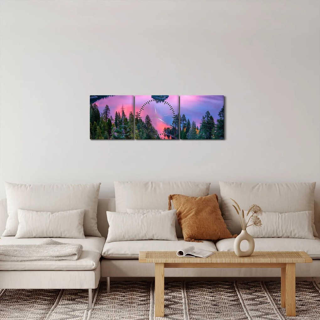 Tablou - Lacul Tahoe, Sierra Nevada, California, SUA (cu ceas) (90x30 cm)