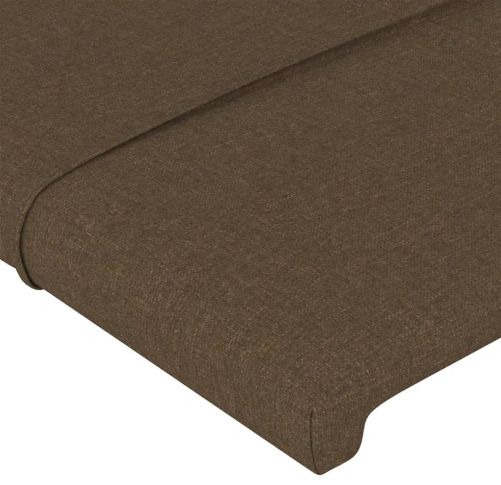 Cadru de pat cu tablie, maro inchis, 160x200 cm, textil Maro inchis, 160 x 200 cm, Cu blocuri patrate