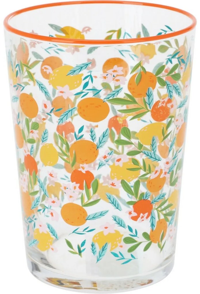 Set 4 pahare Flowers & Fruits 510 ml , portocaliu