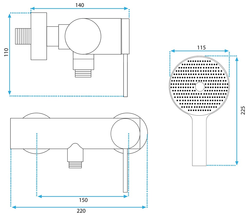 Baterie de duș REA Foss/Clif Brush Nickel