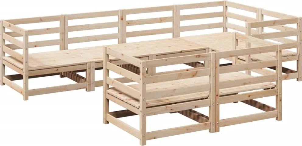vidaXL Set canapea de grădină, 7 piese, lemn masiv de pin