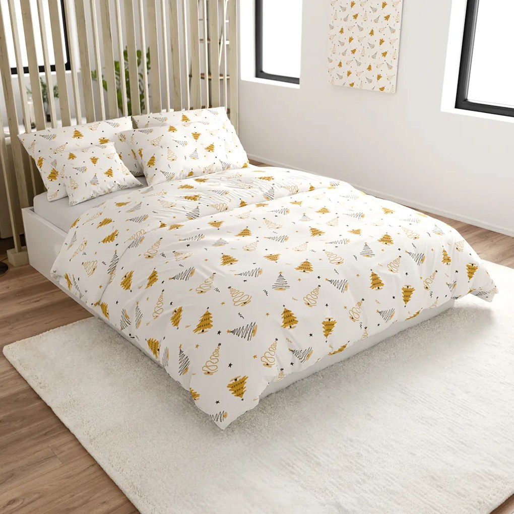 Lenjerie de pat din bumbac FROST & GOLD alba Dimensiune lenjerie de pat: 70 x 90 cm | 140 x 200 cm