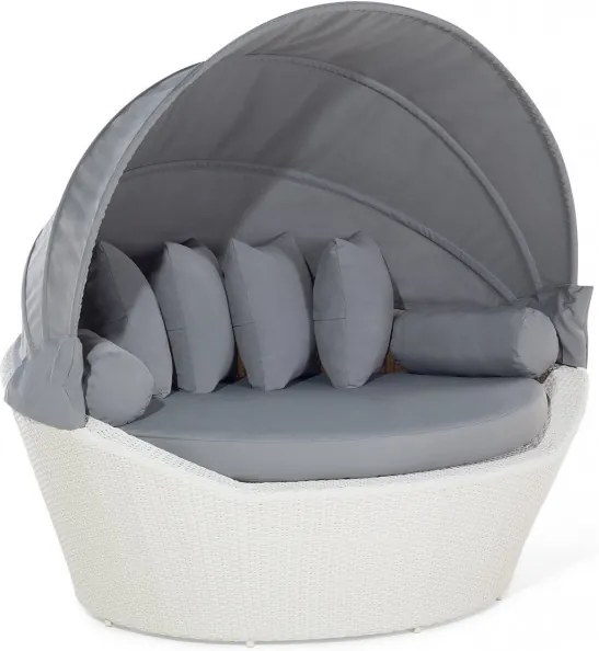 Canapea SYLT, tip cosulet, ratan PVC alb