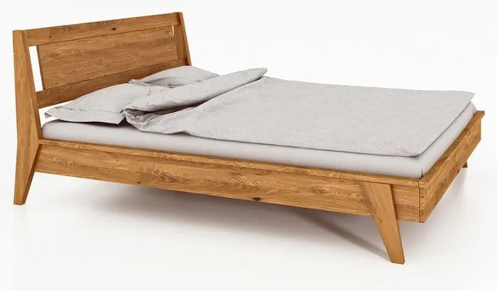 Pat dublu din lemn de stejar 160x200 cm Retro 2 - The Beds