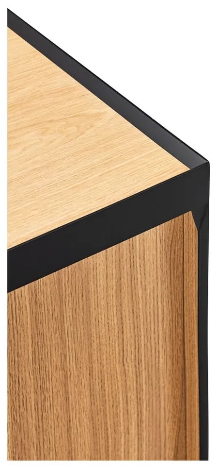 Masă TV neagră/în culoare naturală cu aspect de lemn de stejar 180x45 cm Arista – Teulat