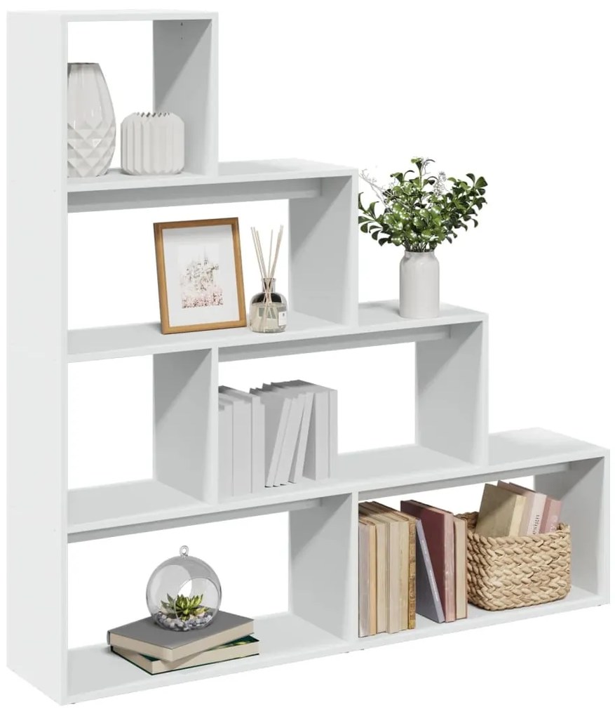vidaXL Bibliotecă/separator 4 niveluri, alb, 143,5x29x143,5 cm lemn