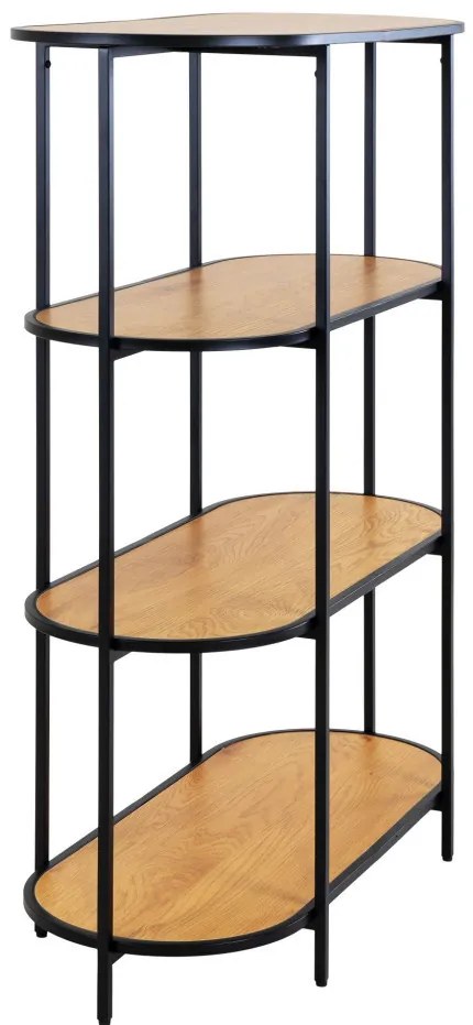 Vita Raft oval, 4 rafturi, efect stejar, cadru negru 85x36x111 cm