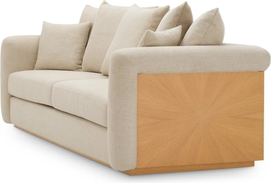 Canapea LUX furnir de stejar, tesatura Renato ecru, Amadeo